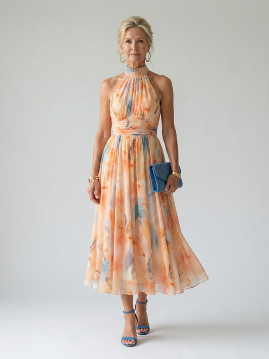 LENA | Vestido midi con cuello halter