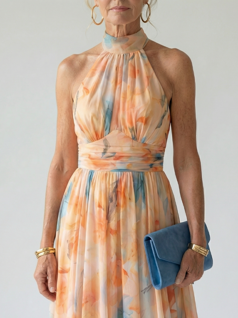 LENA | Vestido midi con cuello halter