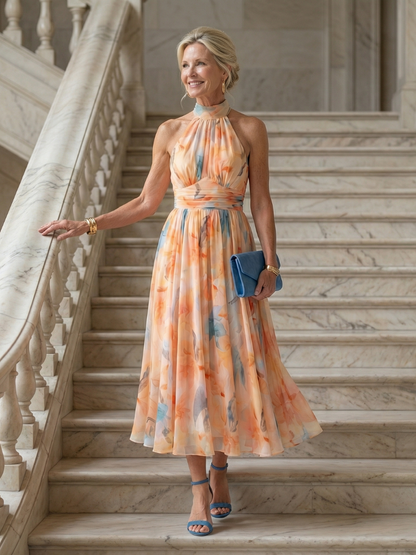 LENA | Vestido midi con cuello halter
