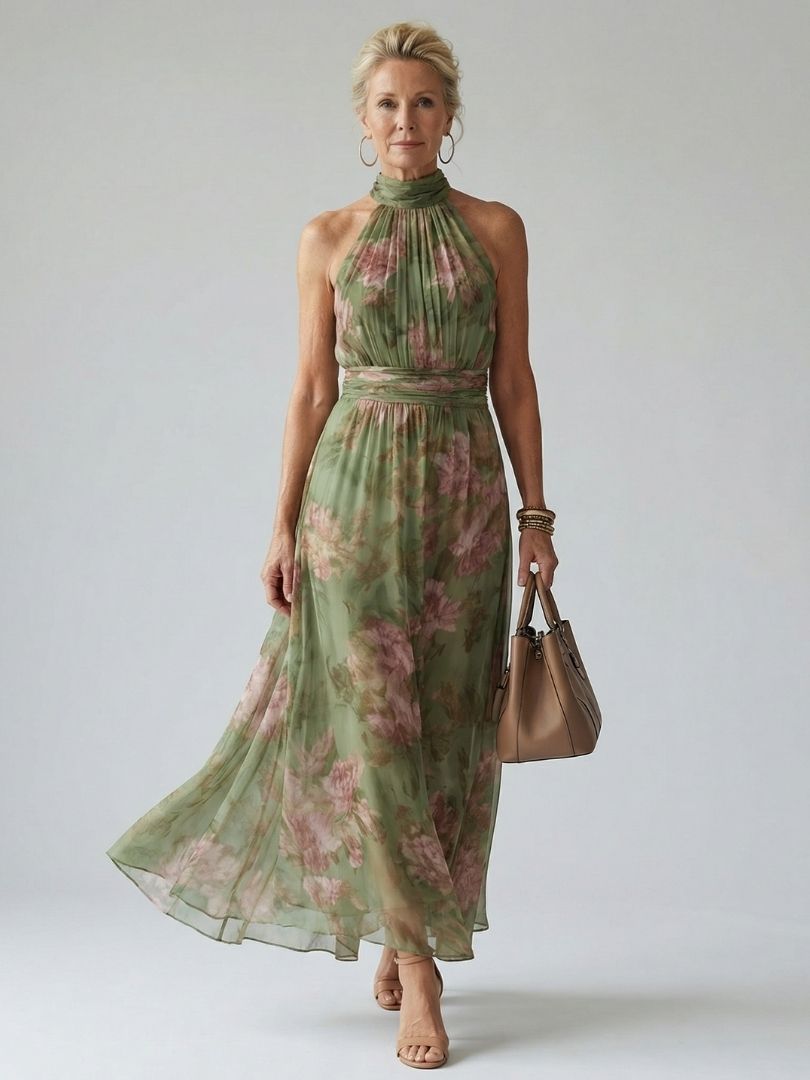 MIRELLE | Vestido midi con cuello halter