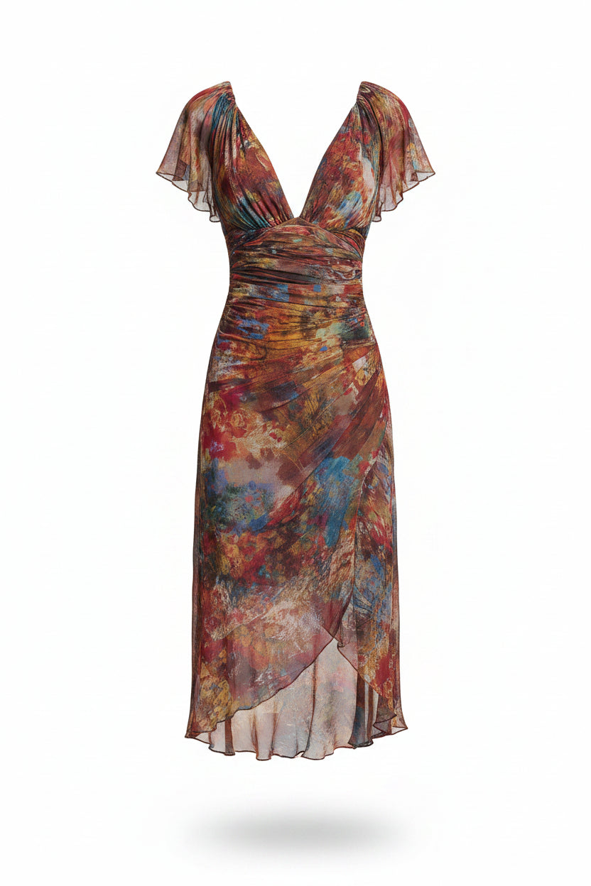 JUDY | Vestido midi de cuello en V